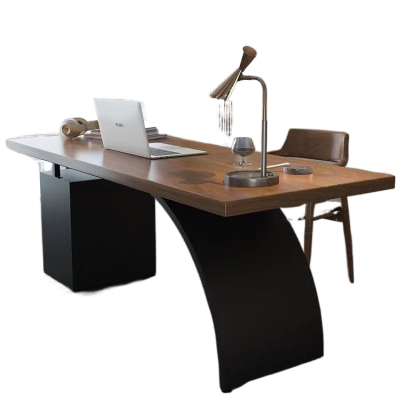 Woodworking Lofts - Wrought iron solid wood desk simple