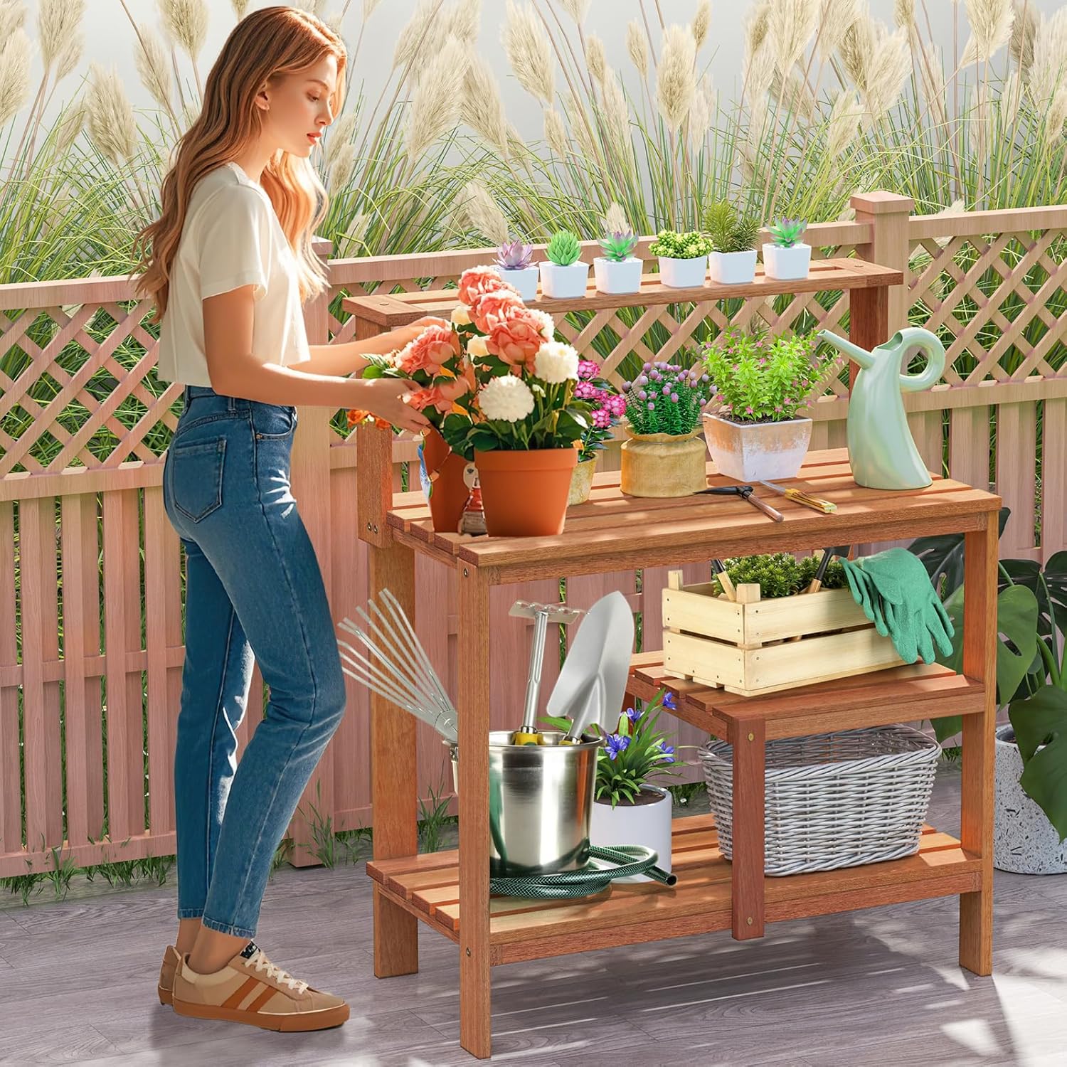 Potting Bench Table, Outdoor W - Woodworking Oil Finish recensie en prijs